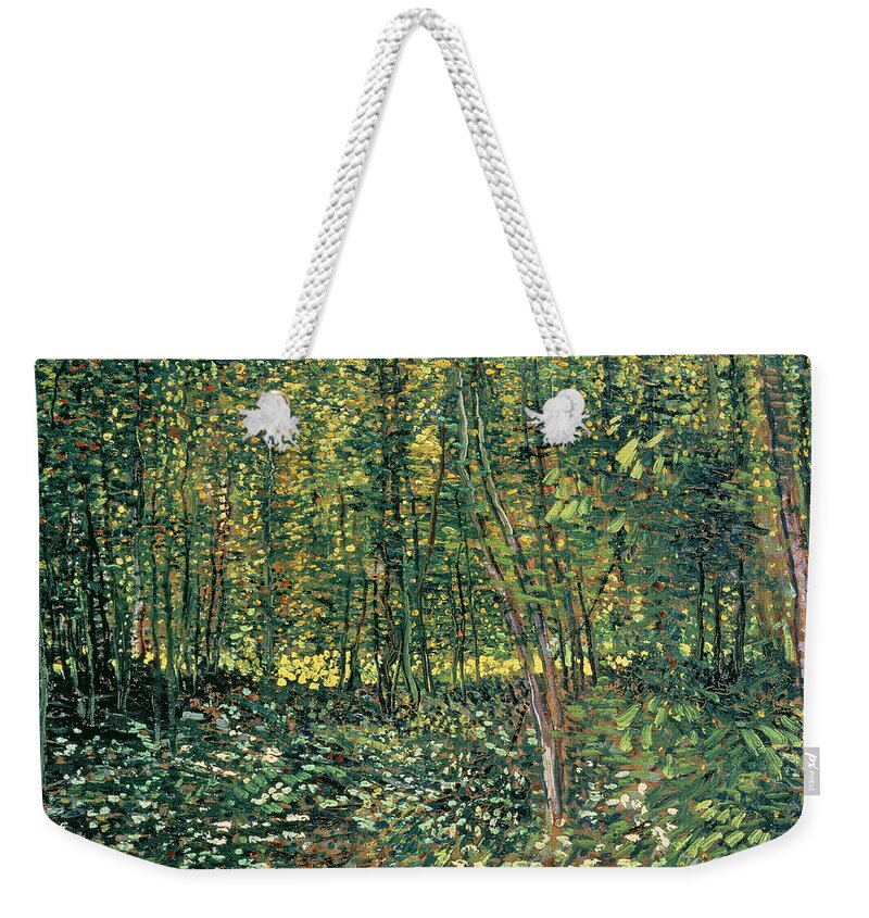 Van Gogh Weekender Tote Bag featuring the painting Trees and Undergrowth by Vincent Van Gogh