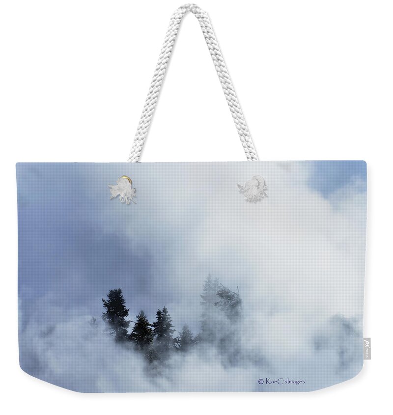 Firehole River Weekender Tote Bag featuring the photograph Trees through Firehole River Mist by Kae Cheatham