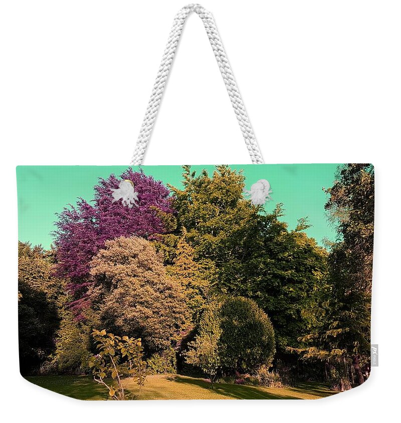 Tree Weekender Tote Bag featuring the photograph Treescape In Amber Greens by Rowena Tutty