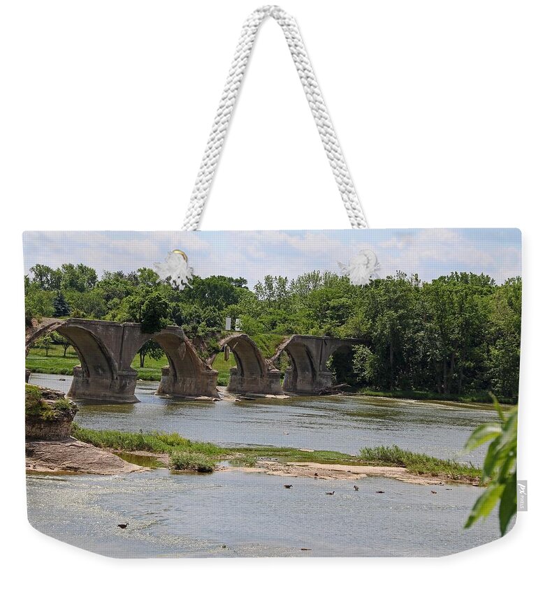 Trestle Weekender Tote Bag featuring the photograph Trestle Over the Maumee II by Michiale Schneider