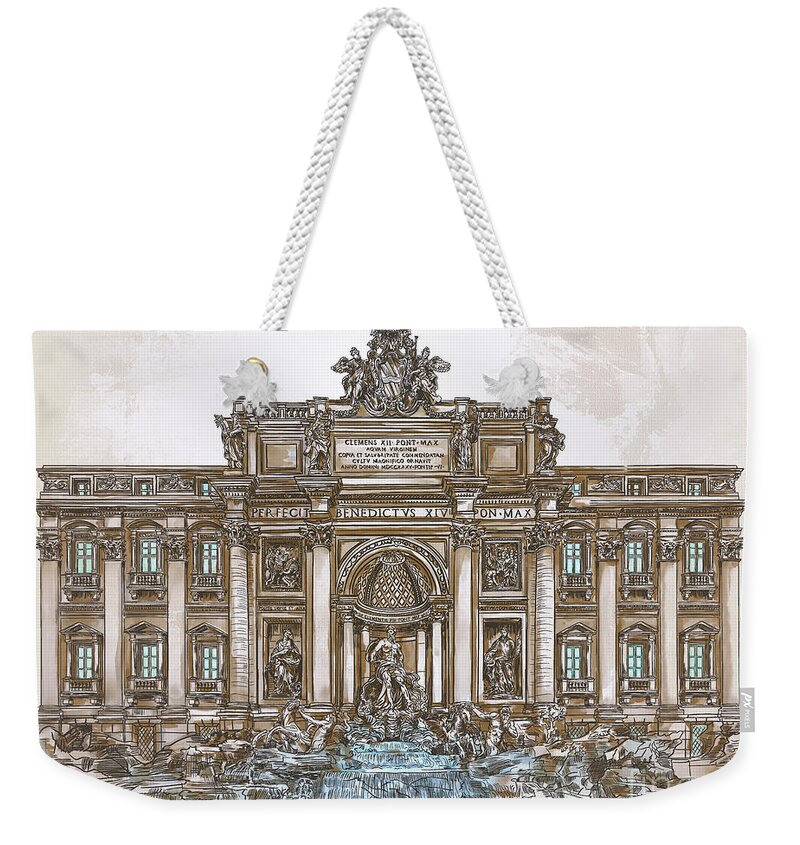Rome Weekender Tote Bag featuring the painting Trevi Fountain,Rome by Andrzej Szczerski