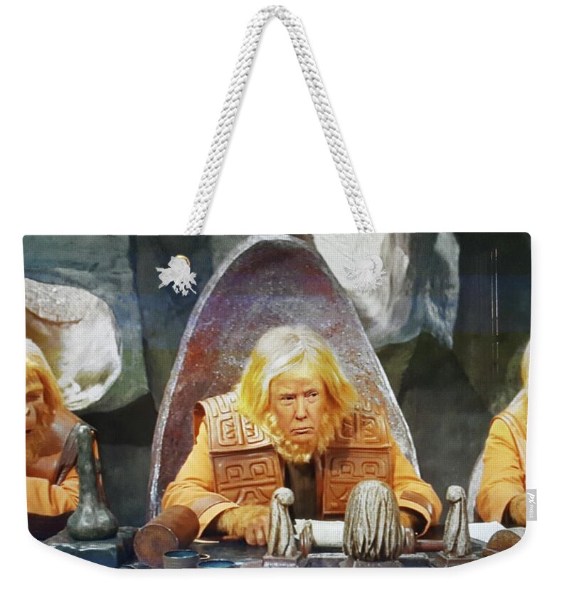Trump Weekender Tote Bag featuring the photograph Tribunal Trump by Christopher McKenzie