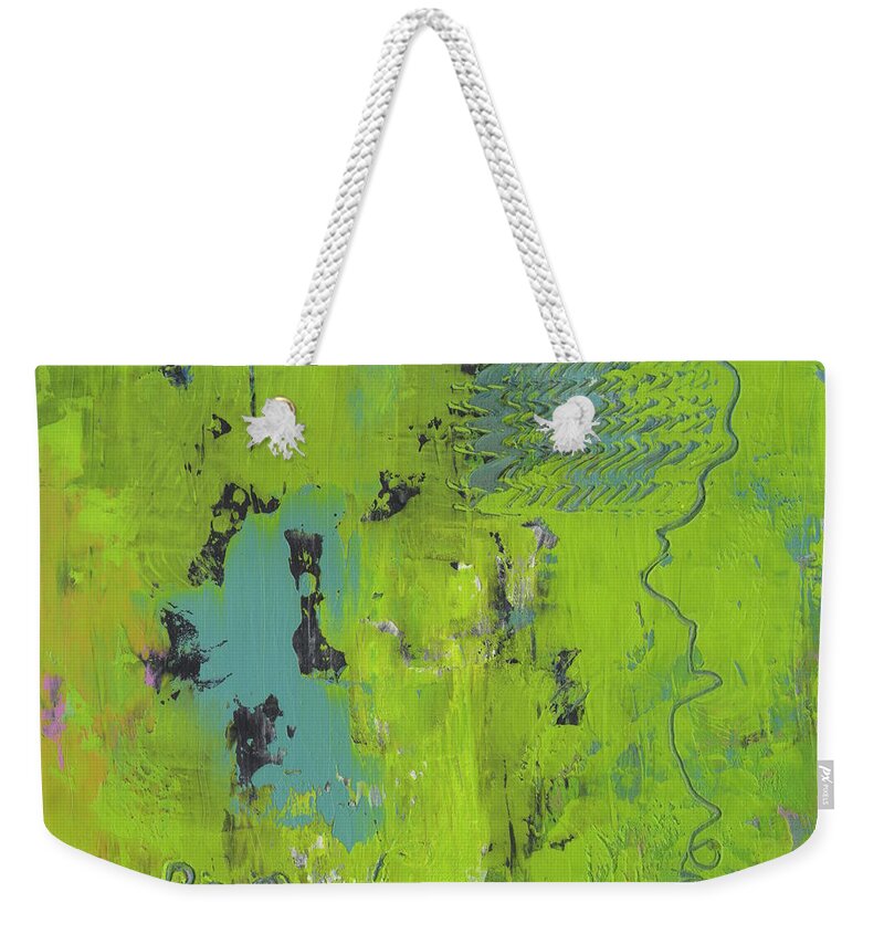 Abstract Weekender Tote Bag featuring the painting Tributary by Marcy Brennan