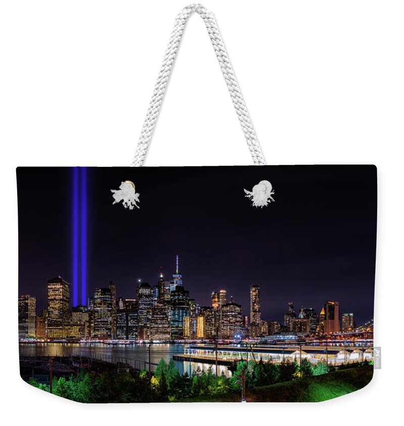 New York City Weekender Tote Bag featuring the photograph Tribute in Light II by Raf Winterpacht