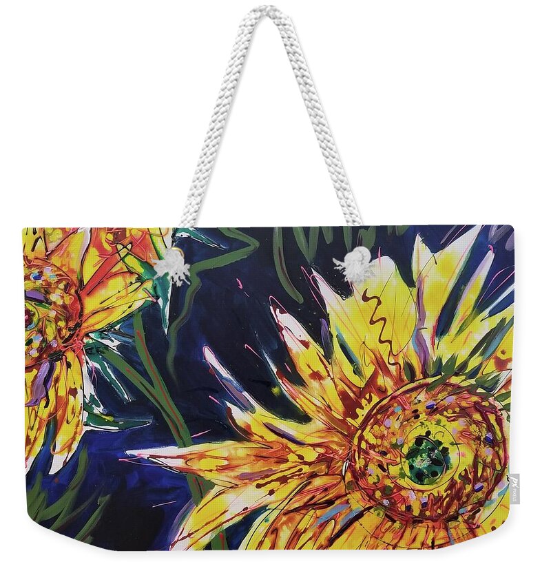 Floral Weekender Tote Bag featuring the painting Trio by Catherine Gruetzke-Blais