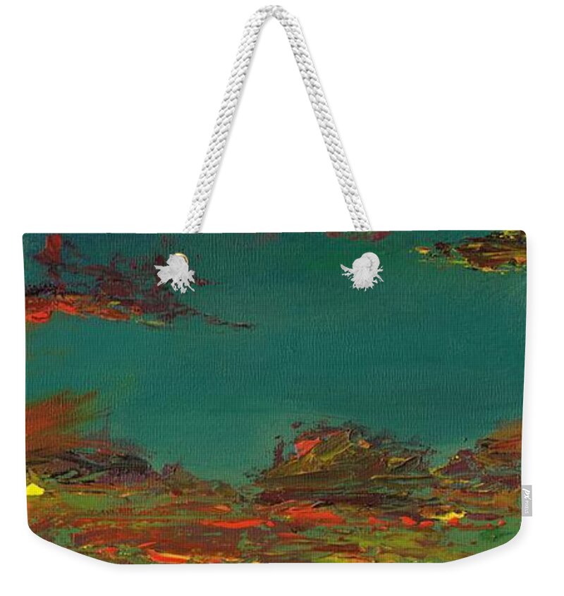 Sunsets Weekender Tote Bag featuring the painting Triptych 3 by Frances Marino