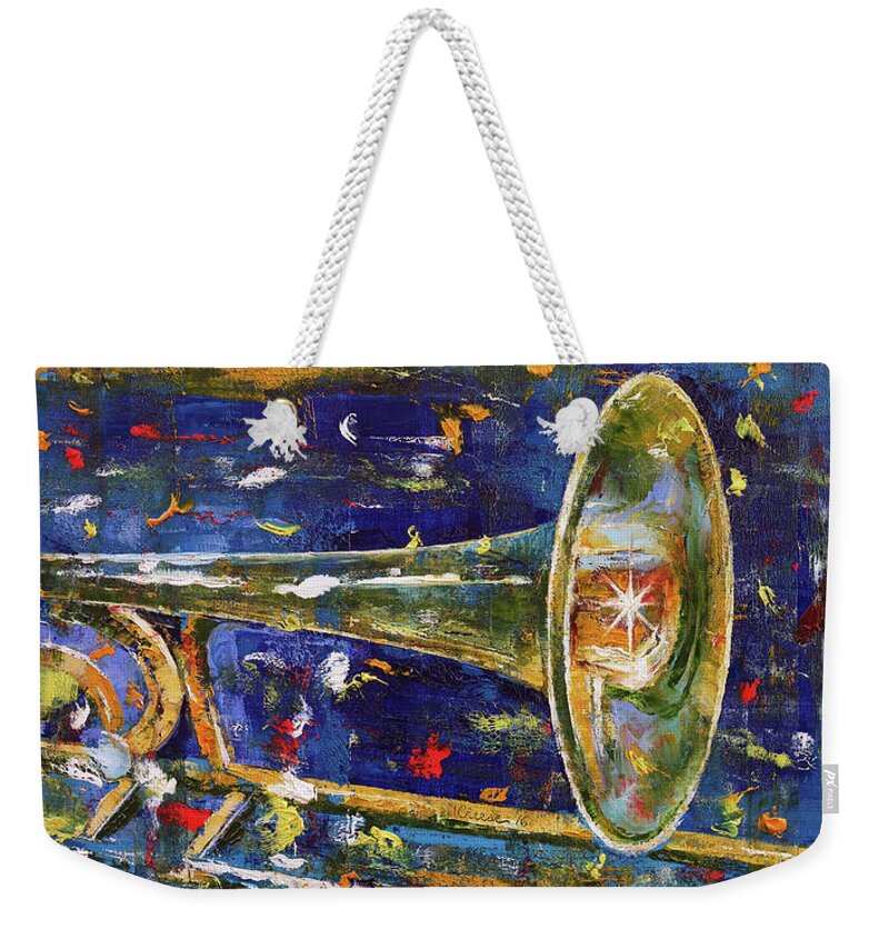 Trombone Weekender Tote Bag featuring the painting Trombone by Michael Creese