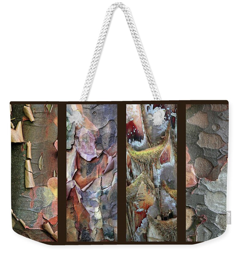 Bark Weekender Tote Bag featuring the photograph Tropical Bark Collage by Jessica Jenney