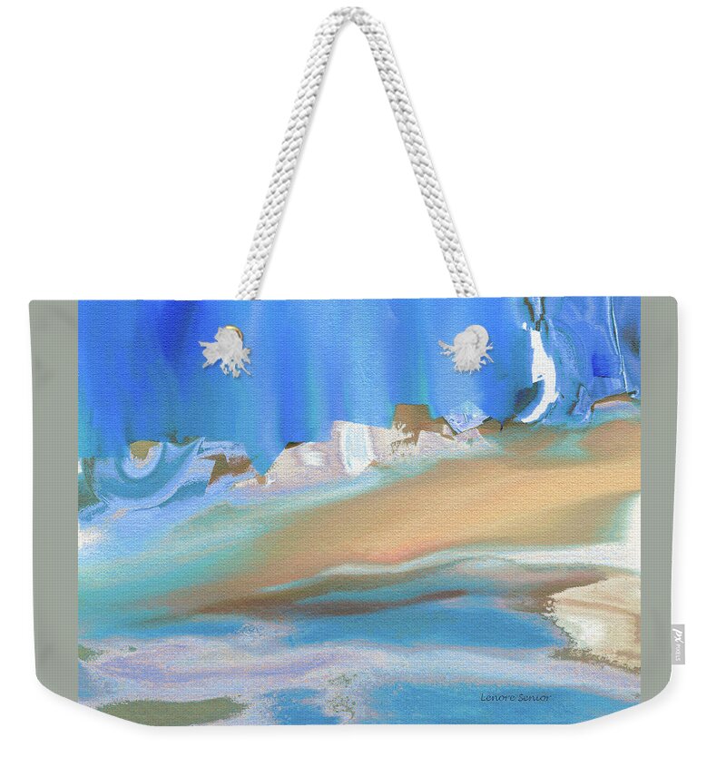Abstract Weekender Tote Bag featuring the mixed media Tropical Beach Abstract by Lenore Senior