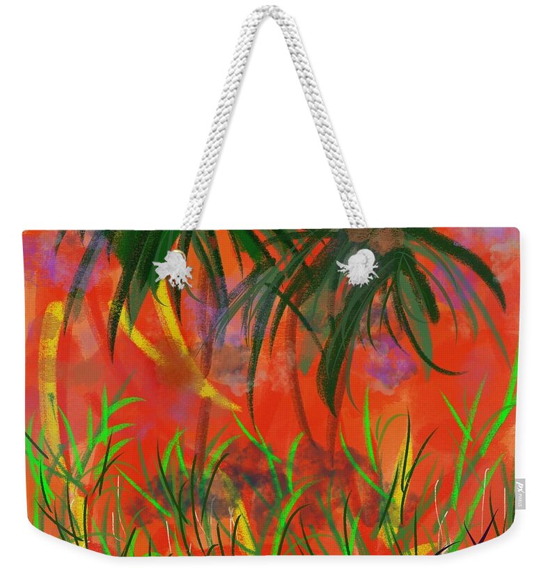 Palm Trees Weekender Tote Bag featuring the digital art Tropical Breeze by Sherry Killam