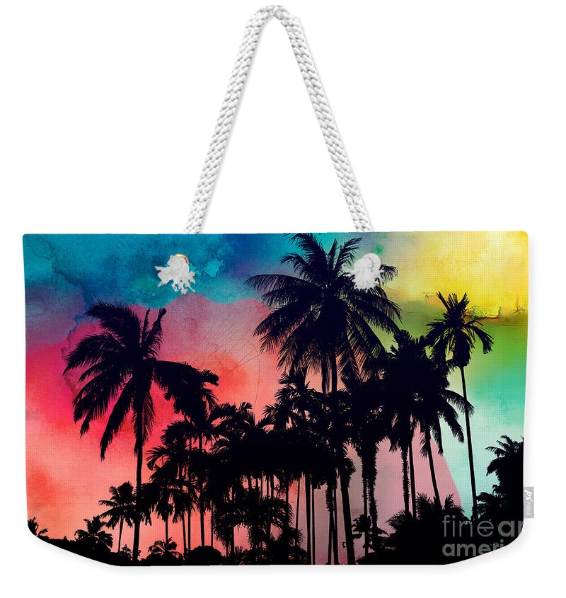 Summer Weekender Tote Bag featuring the painting Tropical Colors by Mark Ashkenazi