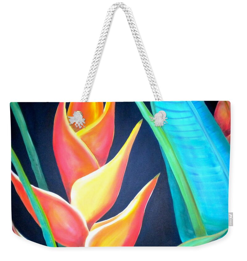 Tropical Weekender Tote Bag featuring the painting Tropical by Debi Starr