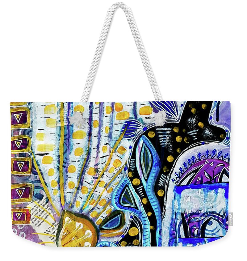 Tropical Weekender Tote Bag featuring the mixed media Tropical Waters by Mimulux Patricia No
