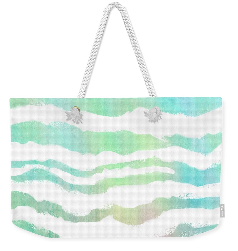 Abstract Weekender Tote Bag featuring the painting Tropical Waves by Ann Powell