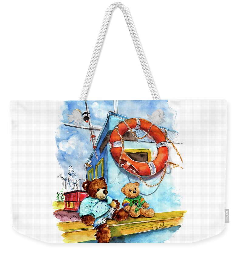 Travel Weekender Tote Bag featuring the painting Truffle McFurry And Galway In Marsaxlokk by Miki De Goodaboom