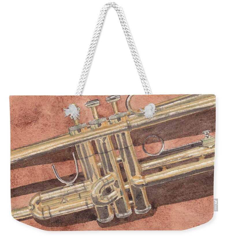 Trumpet Weekender Tote Bag featuring the painting Trumpet by Ken Powers