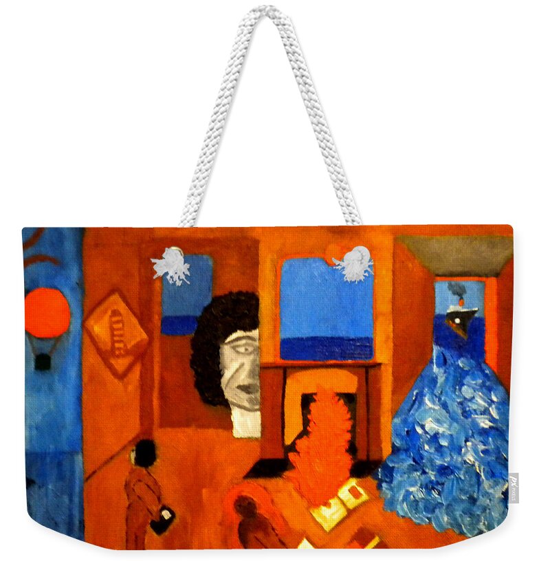 Colette Weekender Tote Bag featuring the painting Trying to find the way out or is it better to stay  by Colette V Hera Guggenheim