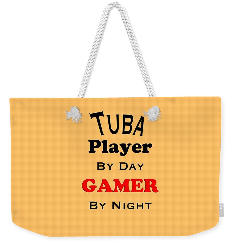 Tuba Player By Day Gamer By Night; Tuba; Orchestra; Band; Jazz; Tuba Tubaian; Instrument; Fine Art Prints; Photograph; Wall Art; Business Art; Picture; Play; Student; M K Miller; Mac Miller; Mac K Miller Iii; Tyler; Texas; T-shirts; Tote Bags; Duvet Covers; Throw Pillows; Shower Curtains; Art Prints; Framed Prints; Canvas Prints; Acrylic Prints; Metal Prints; Greeting Cards; T Shirts; Tshirts Weekender Tote Bag featuring the photograph Tuba Player By Day Gamer By Night 5631.02 by M K Miller