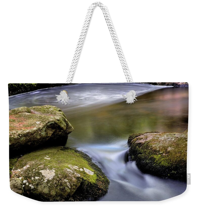 Gulf Road Waterfalls. Chesterfield New Hampshire Weekender Tote Bag featuring the photograph Tucker Falls Rocks by Tom Singleton