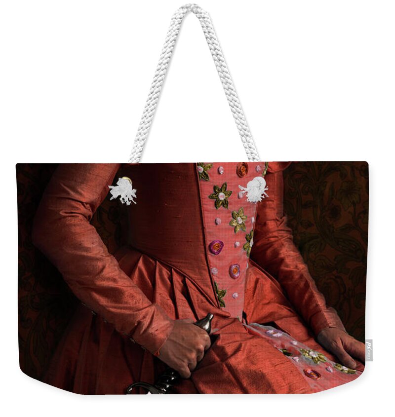 Tudor Weekender Tote Bag featuring the photograph Tudor Queen Holding A Dagger by Lee Avison