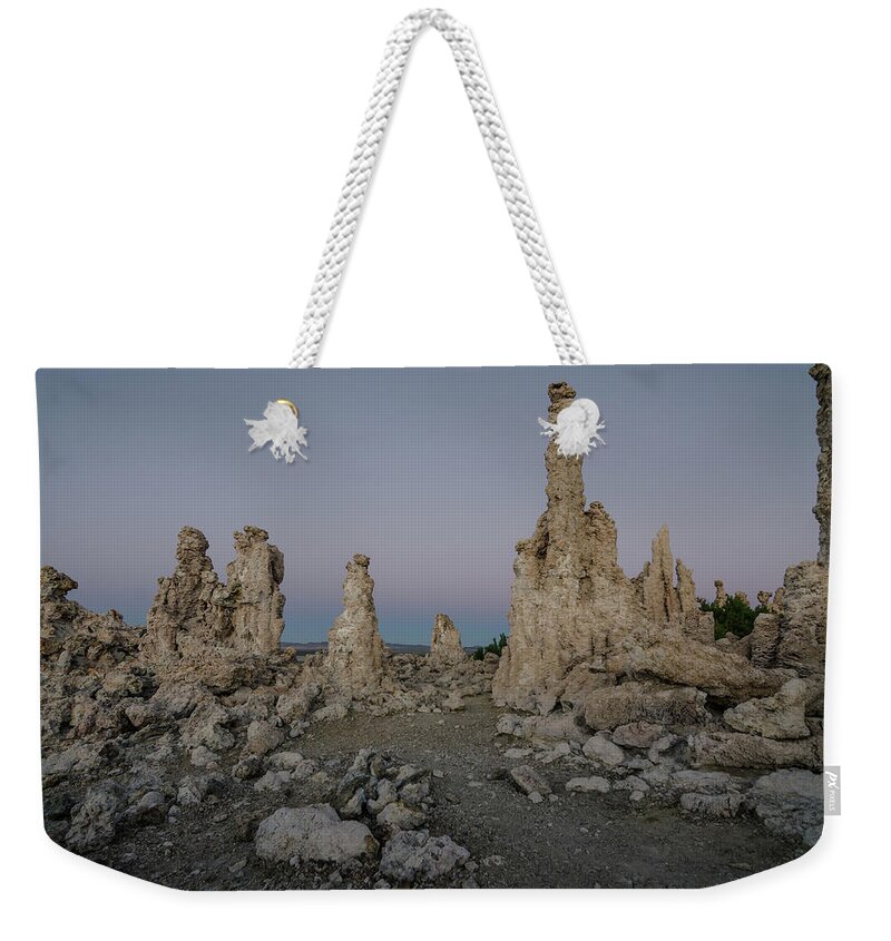 Desert Weekender Tote Bag featuring the photograph Tufas at Dusk No.2 by Margaret Pitcher