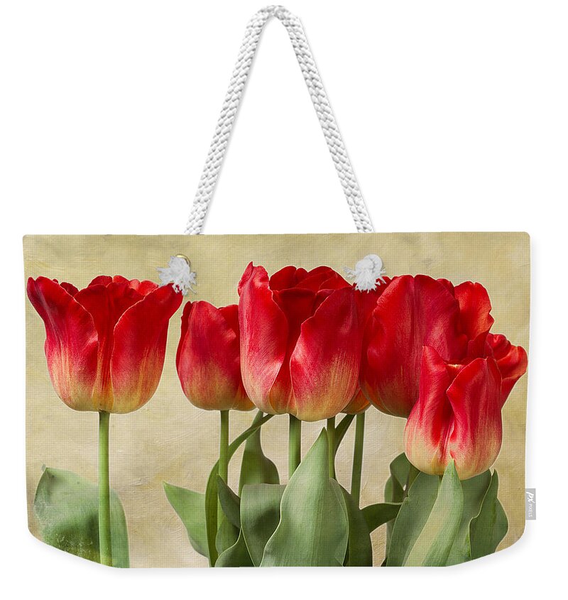 Flowers Weekender Tote Bag featuring the photograph Tulips by Ann Jacobson