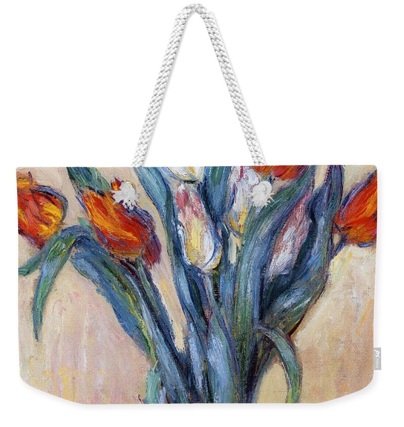 Tulips Weekender Tote Bag featuring the painting Tulips by Claude Monet