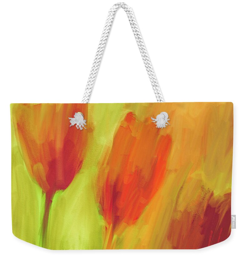 Flowers Weekender Tote Bag featuring the digital art Tulips by Jim Vance