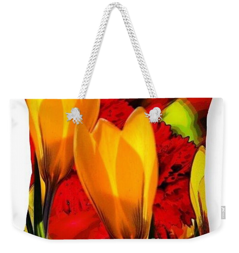 Digital Art Throw Pillows Weekender Tote Bag featuring the digital art Tulips Throw Pillow by Gayle Price Thomas
