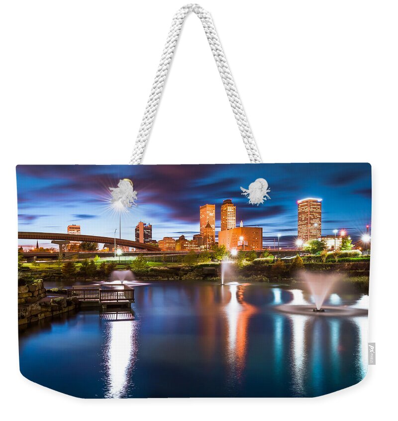 America Weekender Tote Bag featuring the photograph Tulsa on the Water by Gregory Ballos