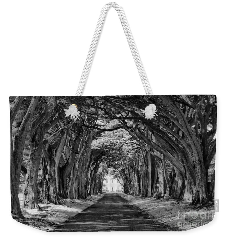 Black And White Weekender Tote Bag featuring the photograph Tunnel To Marconi Station Black And White by Adam Jewell