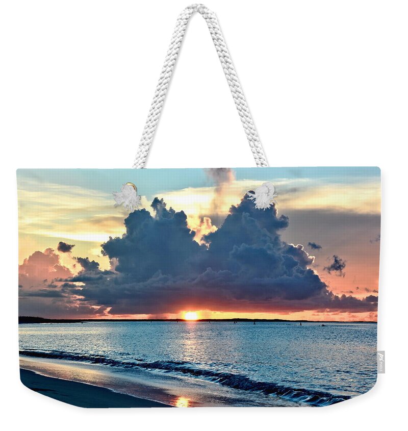 Sunset Weekender Tote Bag featuring the photograph Turks and Caicos Grace Bay Beach Sunset by Amy McDaniel