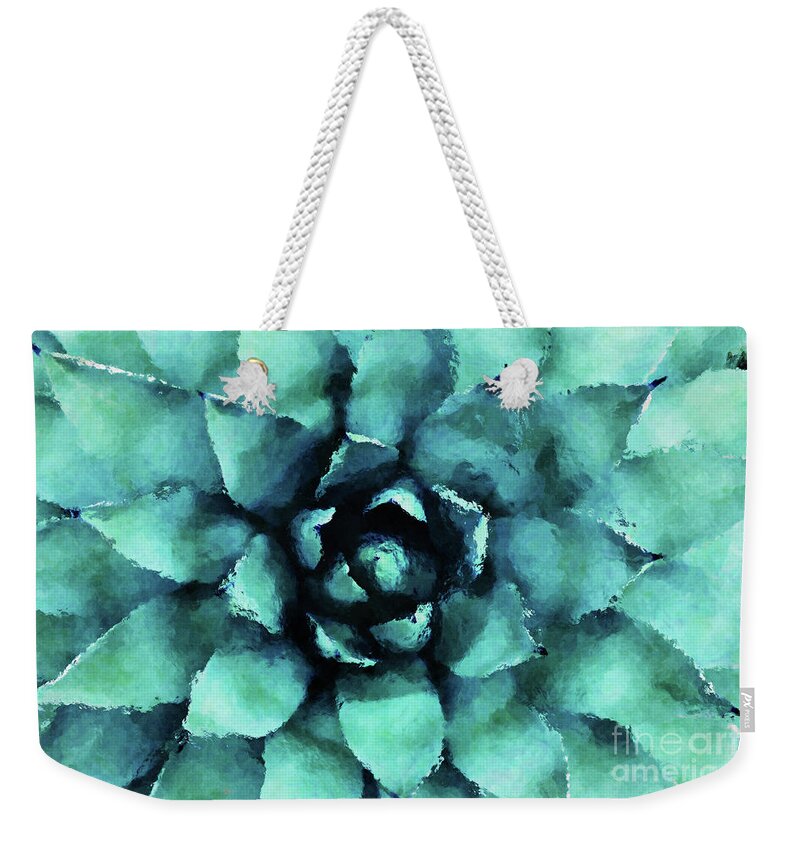 Succulent Weekender Tote Bag featuring the digital art Turquoise Succulent Plant by Phil Perkins