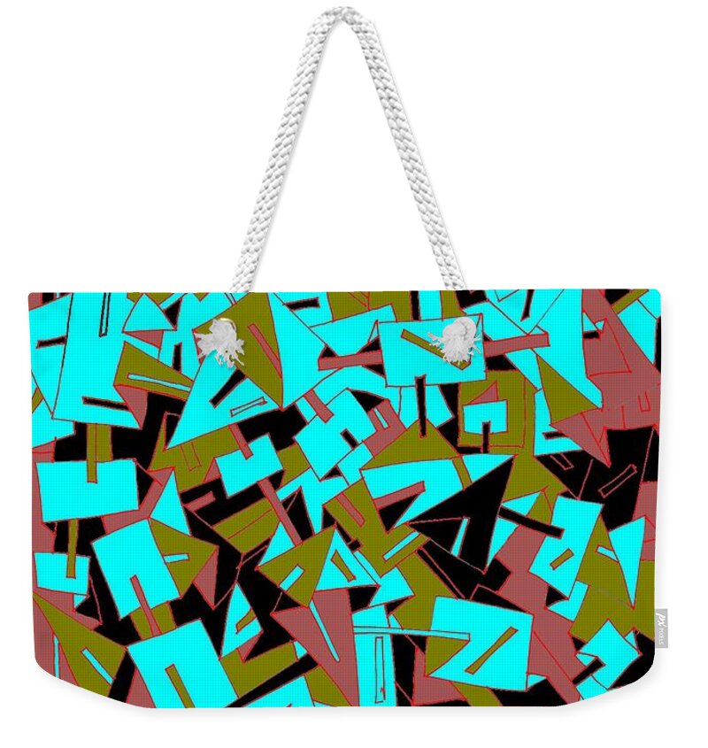 Abstract Geometric Art Weekender Tote Bag featuring the painting Turquoise Tumble by Nancy Kane Chapman