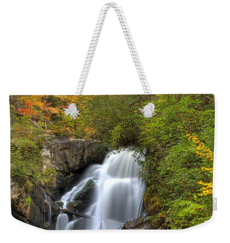 Apalachia Weekender Tote Bag featuring the photograph Turtletown Creek Falls by Debra and Dave Vanderlaan