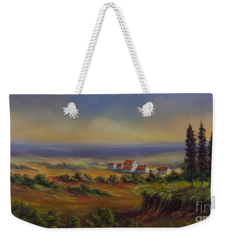 Tuscany Painting Weekender Tote Bag featuring the painting Tuscany at Dusk by Charlotte Blanchard