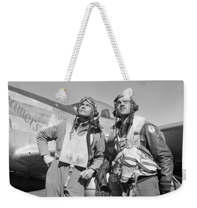 Benjamin Davis Weekender Tote Bag featuring the photograph Tuskegee Airmen by War Is Hell Store
