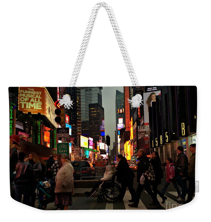 Times Square Weekender Tote Bag featuring the photograph Twas the Night Before New Years - Times Square New York by Miriam Danar