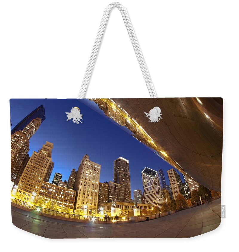 Bean Weekender Tote Bag featuring the photograph Twilight Chicago skyline by Sven Brogren