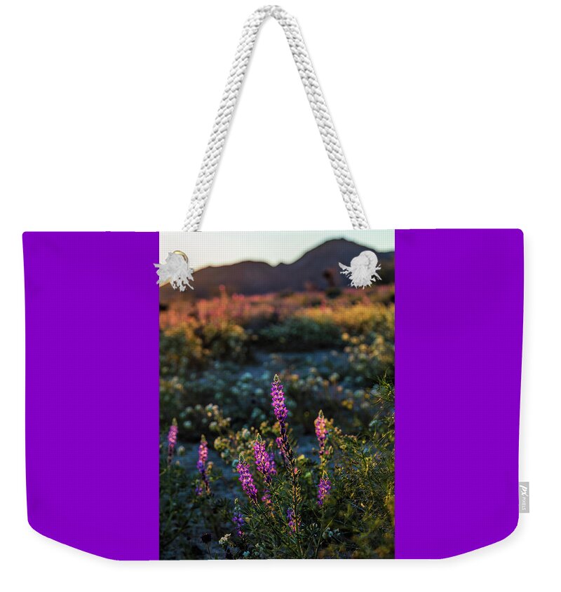 Landscape Weekender Tote Bag featuring the photograph Twilight Lupine by Laura Roberts