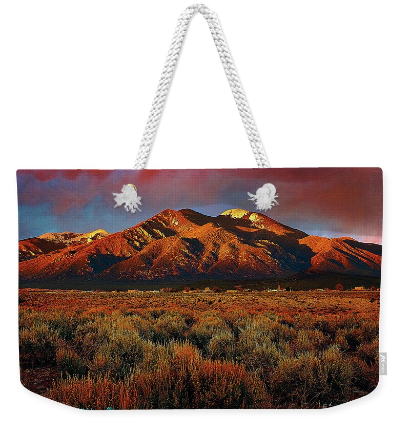 Taos Weekender Tote Bag featuring the mixed media Twilight Magic by Charles Muhle