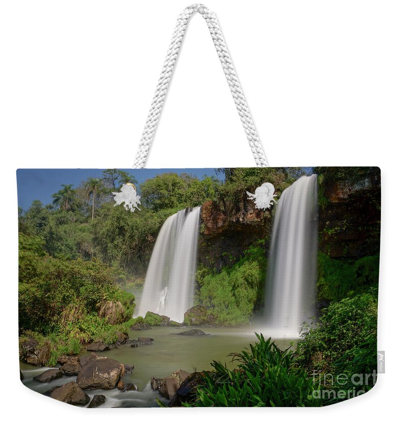 Iguacu Falls Weekender Tote Bag featuring the photograph Twin Falls by Brian Kamprath