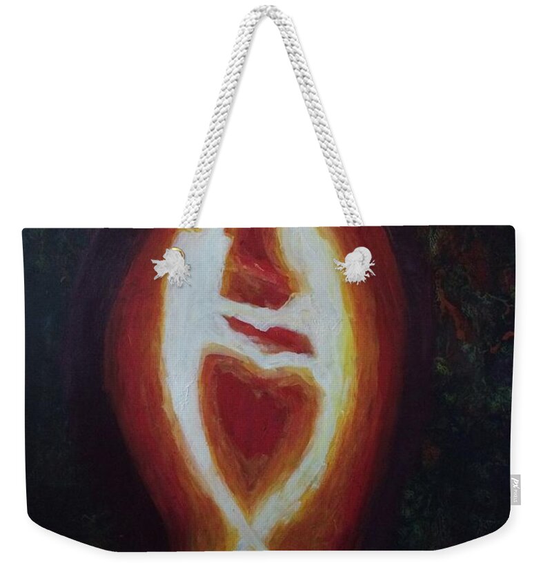 Twin Flame Weekender Tote Bag featuring the painting Twin flame by Sarah McClintock