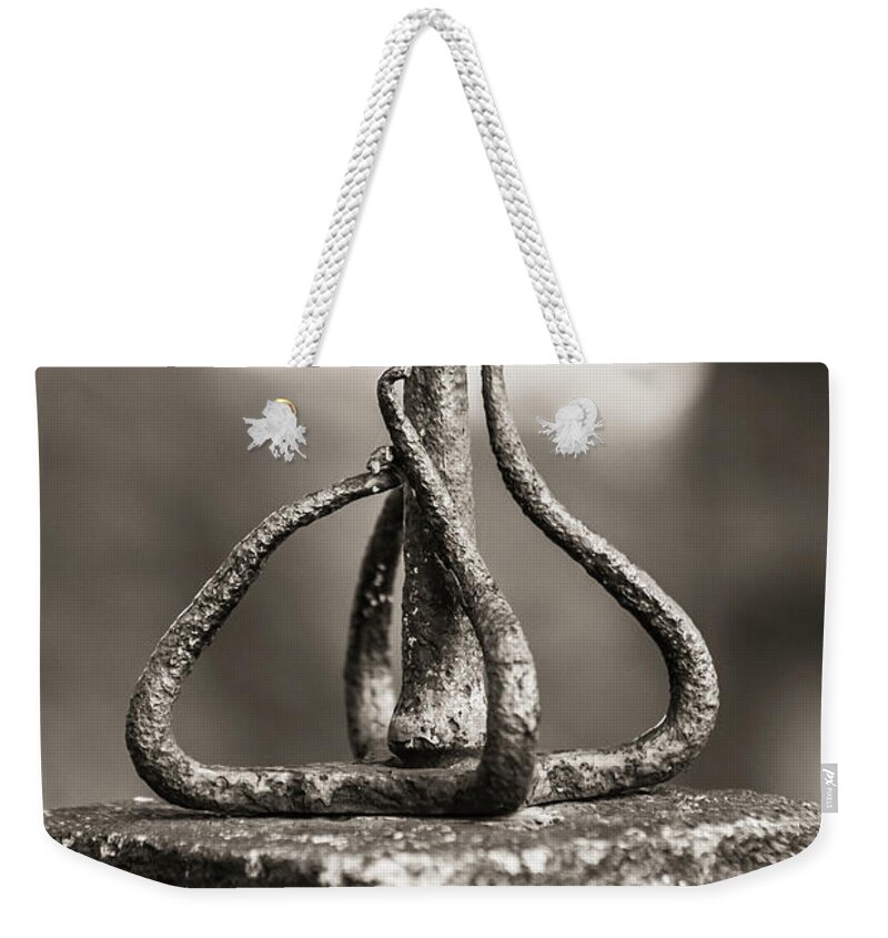 Spike Weekender Tote Bag featuring the photograph Twisted iron by Jason Hughes