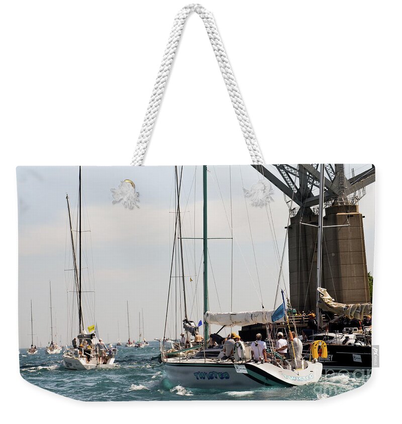 Bells Beer Bayview Mackinac Race Weekender Tote Bag featuring the photograph Twisted by Randy J Heath