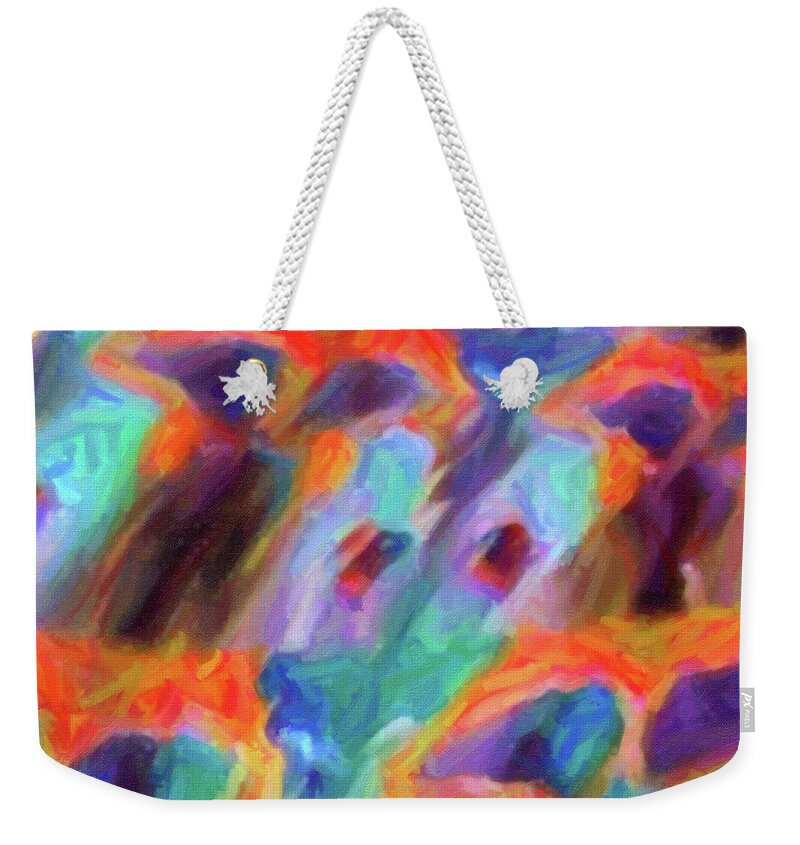 Twisted Weekender Tote Bag featuring the digital art Twisted Spiral Puff Mural 1 of 9 by DiDesigns Graphics