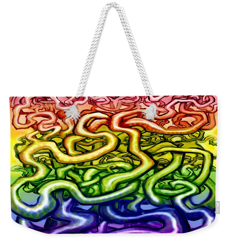 Vine Weekender Tote Bag featuring the digital art Twisted Vines We Call Life LGBTQ by Kevin Middleton