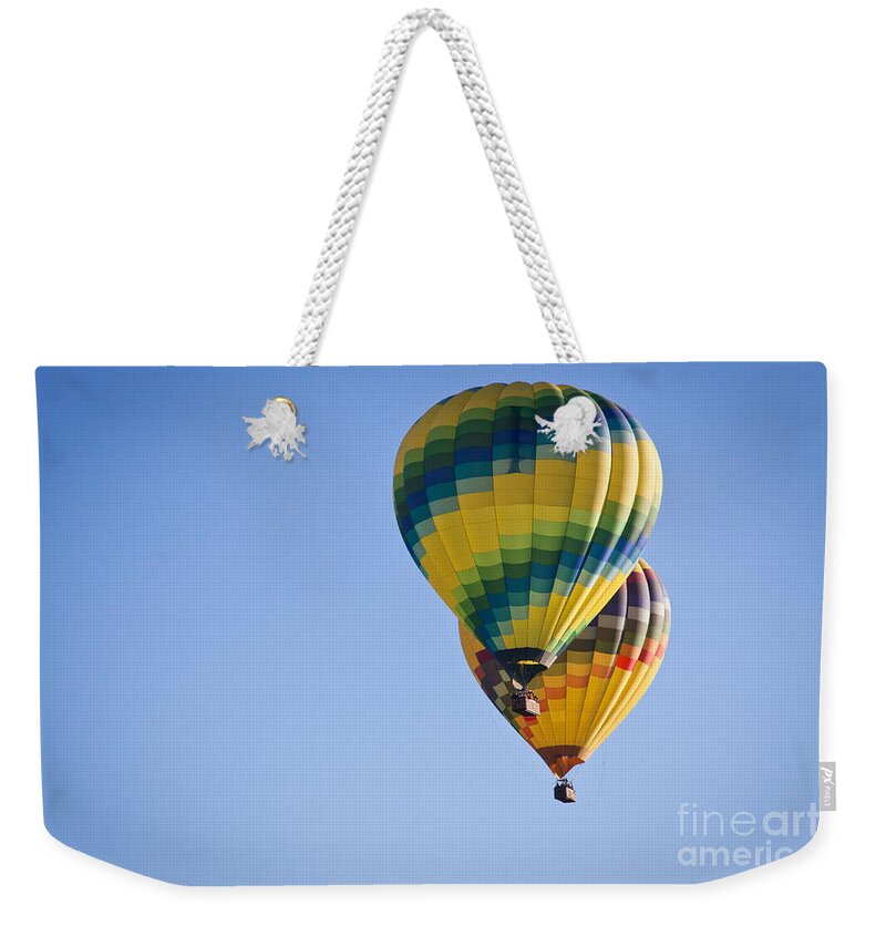 Hot Air Balloon Weekender Tote Bag featuring the photograph Two Balloons by Ana V Ramirez