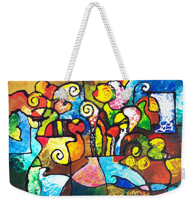 Flowers Weekender Tote Bag featuring the painting Two Bouquets by Sally Trace