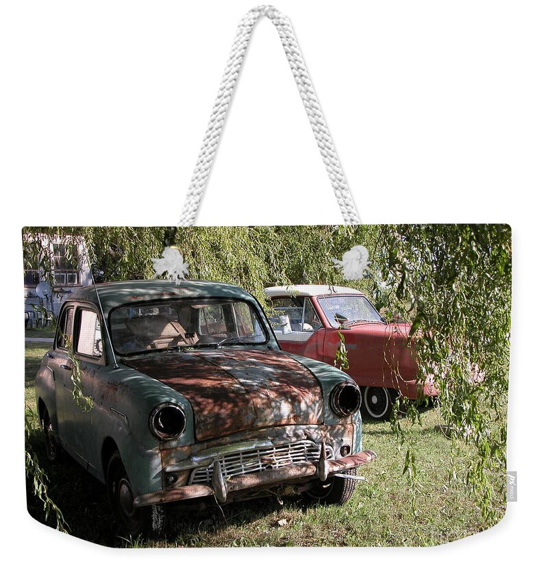 Cars Weekender Tote Bag featuring the photograph Two Cars by Jim Goodman